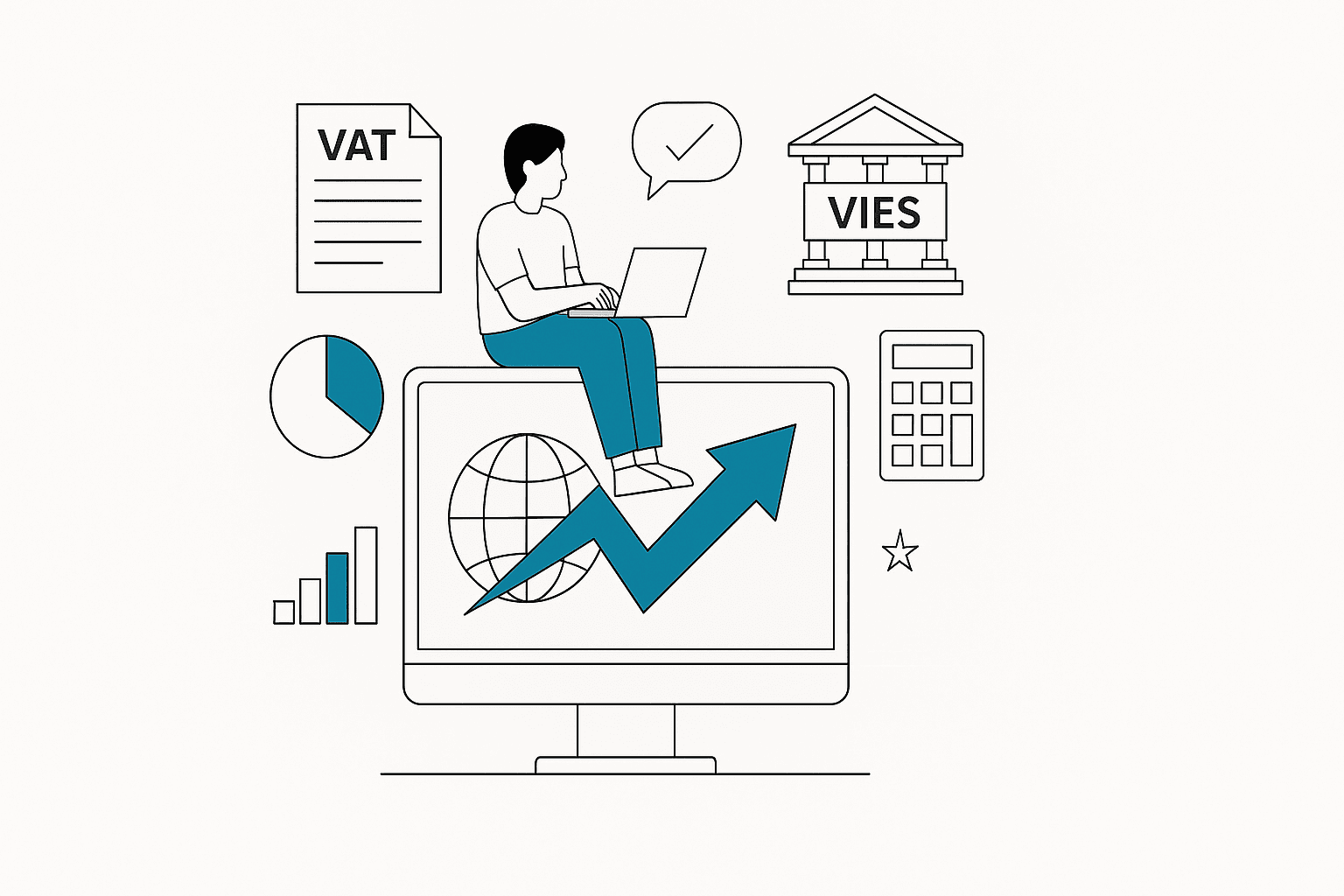 person in the office calculating accounting vat & vies for foreign firm in Cyprus